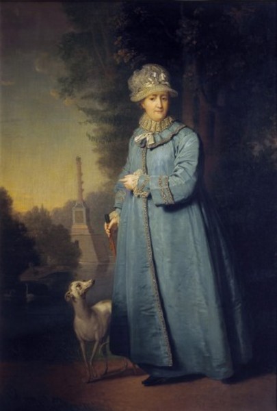 Екатерина II на прогулке в Царскосельском парке. Картина художника Владимира Боровиковского, 1794 год