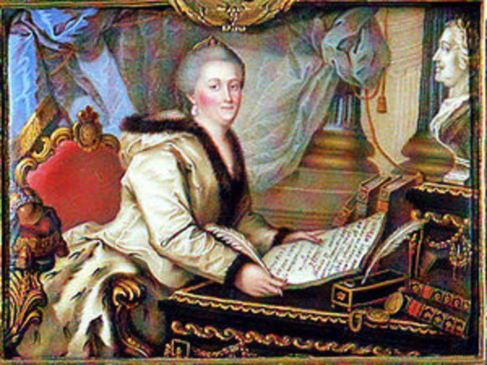 Екатерина II за написанием «Наказа»