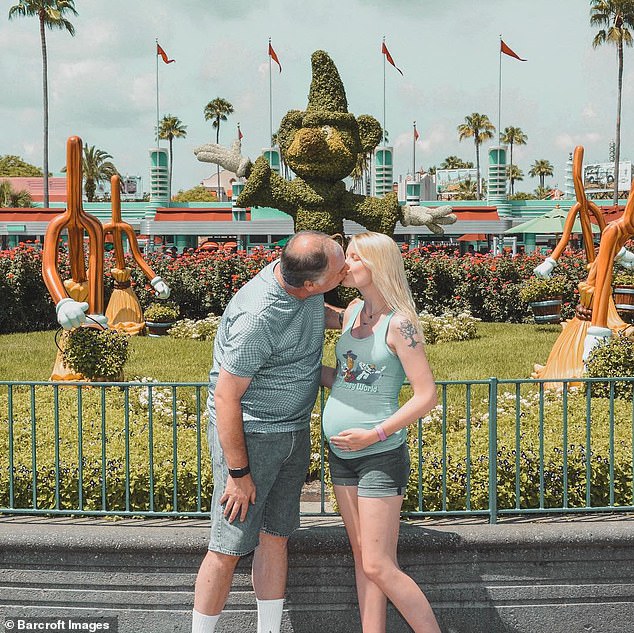 Vince and Wesleigh share a smooch at Disneyland. Vince describes himself as a 
