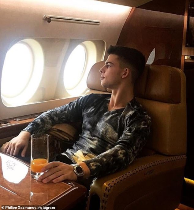 Philipp Gazmanov, 21, the son of Russian popstar Oleg Gazmanov, splits his time between Russia and England after attending exclusive boarding schools in Surrey and already has his own business- seen on a private jet