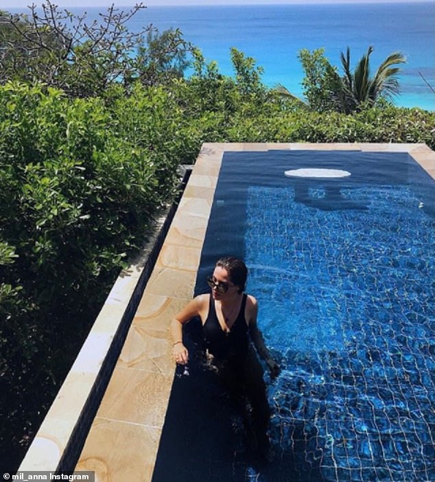 Anna Milyavskay enjoys an array of luxurious holidays every year, and is seen relaxing in an infinity pool in the Seyshelles to kick of her 2018 this year