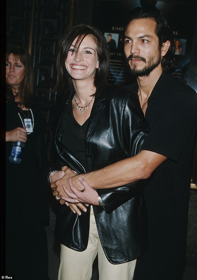 Attached: When the couple first met she was in a relationship with Benjamin Bratt (together in 2001 above) and he was married to makeup artist Vera Steinberg