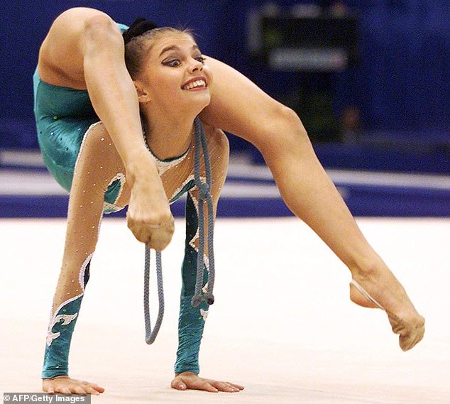 Alina Kabaeva performs her silver medal rope routine in 1998 at the Goodwill Games in Long Island, New York