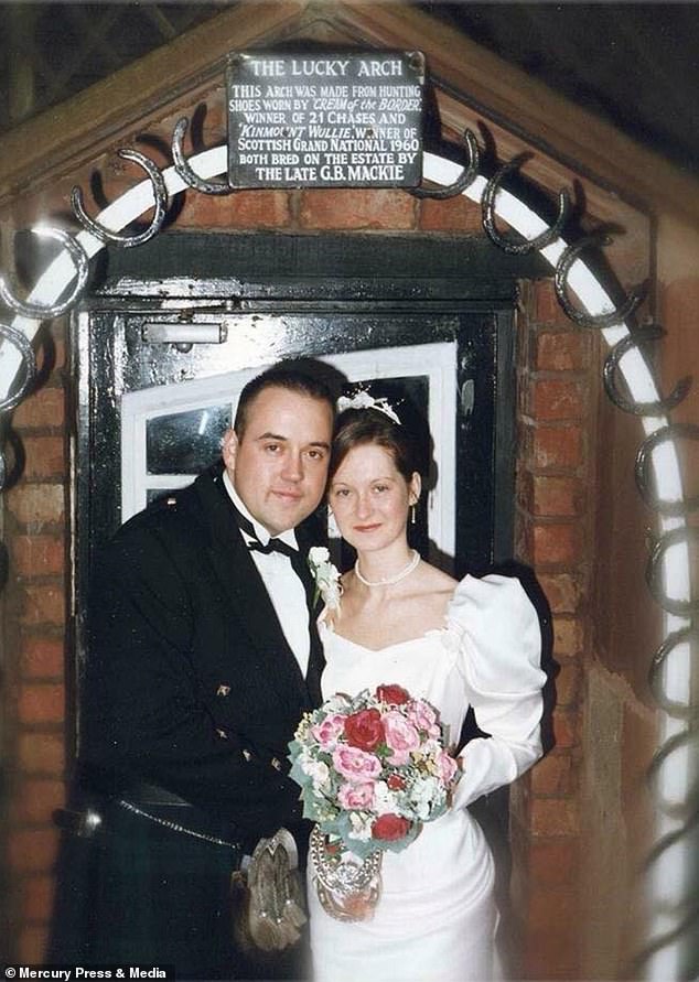 Tracy, who has been married to Stephen for 24 years (pictured at their wedding), revealed she was a kidney donor match to her husband on his 50th birthday
