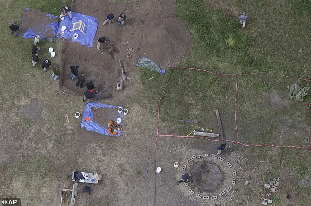 In this aerial photo, investigators search for human remains at Chad Daybell