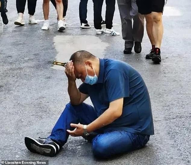 The injured man, 50, is said to have been in stable condition after doctors removed the metal wrench lodged in his head. The picture released by local media show the injured citizen with the sharp wrench stuck in his head as he sat on the ground while holding the wound