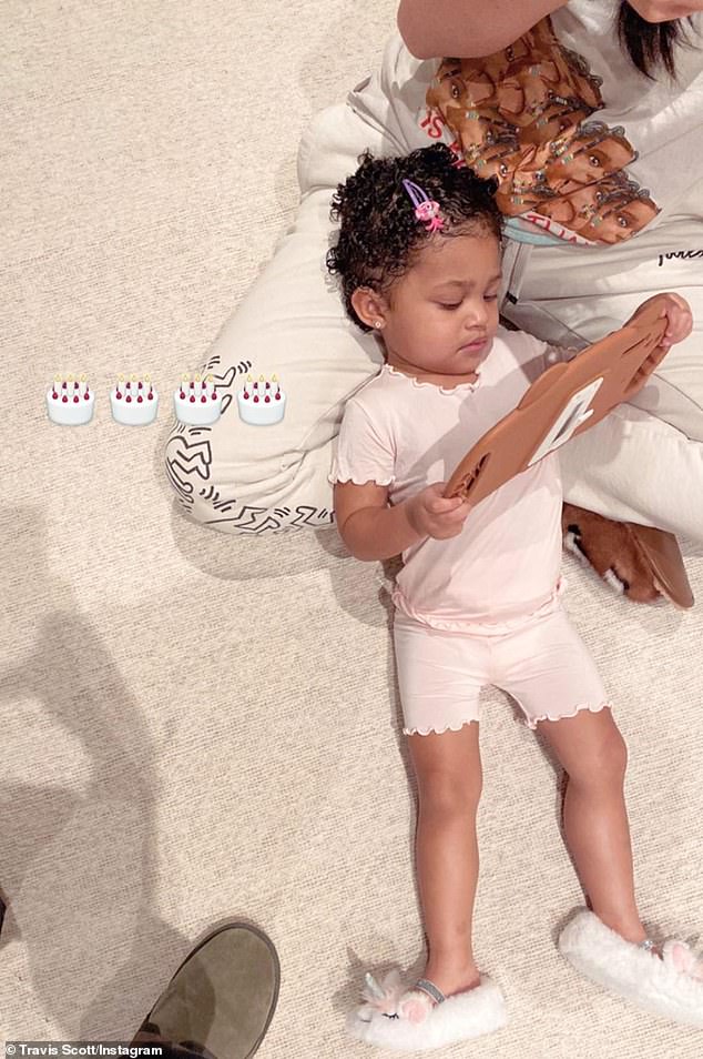 So sweet: The 28-year-old rapper shared pictures of his 23-year-old used-to-be with their two-year-old daughter Stormi