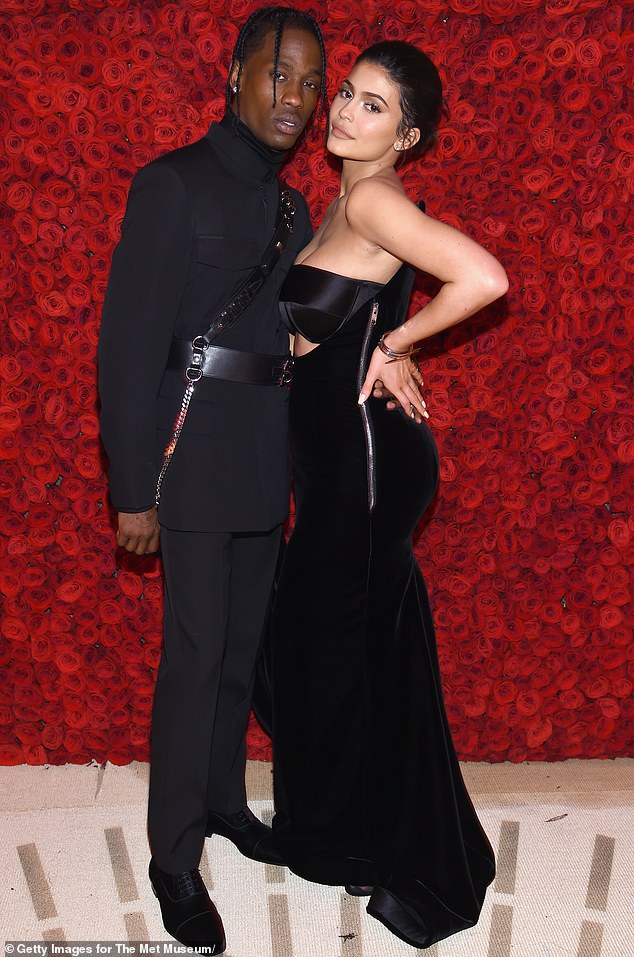 The way they were: Travis began dating Kylie in 2017 and although they split up late last year they have remained amicable co-parents; pictured at the 2018 Met Gala