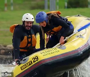 Is that you, Bec? Footage first released more than three weeks ago showed the blonde appearing to enjoy a single date with Locky white water rafting