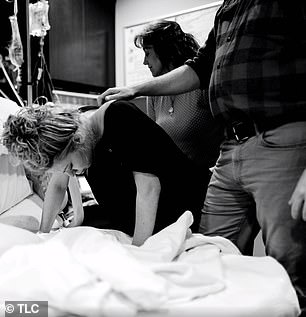 Their time: The shots show Abbie in labor, but the couple had more control over what people at home got to see
