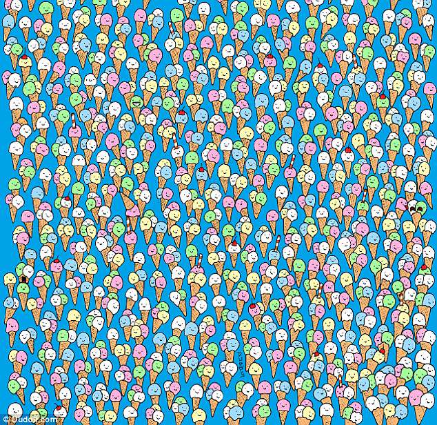 Hungarian artist Dudolf has challenged the web to spot the lollipop among a colourful crowd of ice creams