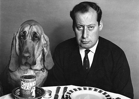 Pedigree glums: The late Clement Freud and his lugubrious dog Henry in a pet food television advert from the 1970s