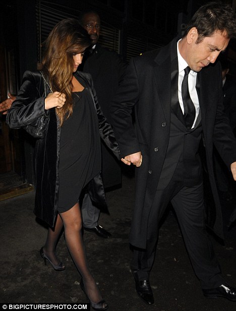 Date night: Penelope Cruz and Javier Bardem enjoyed an evening out at London