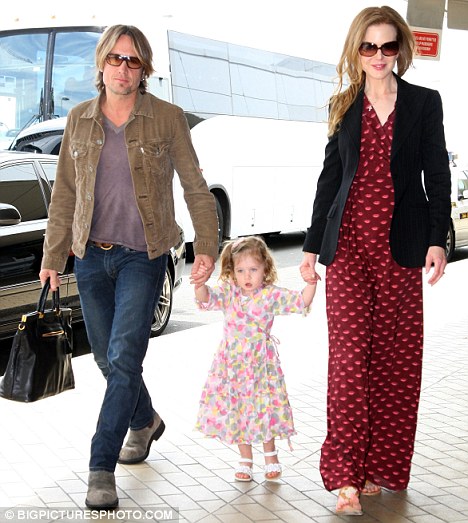 Heading home to meet Faith: Kidman, Urban and their daughter Sunday flew from Sydney back to the U.S. just few days before the birth