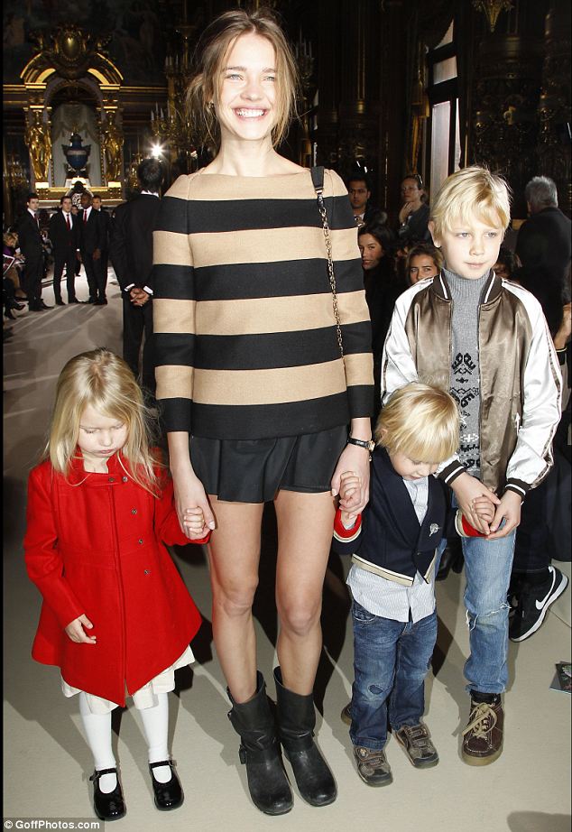 Model family: Natalie Vodianova has three children, Neva, 6 (far left), Viktor, 5, (middle) and Lucas, 10 (right)