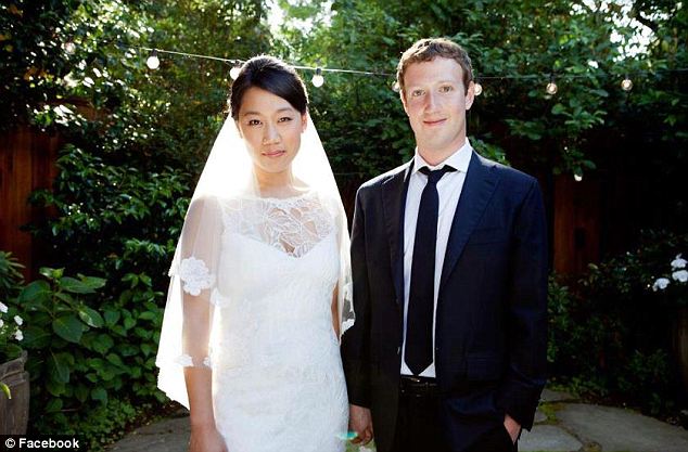Married: Priscilla Chan became Mrs Mark Zuckerberg on Saturday when they wed at their home in Palo Alto