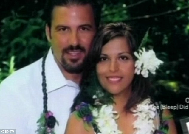 Hiding secrets: Joy Lynn Martinez with Robert Bruce on their wedding day in Hawaii