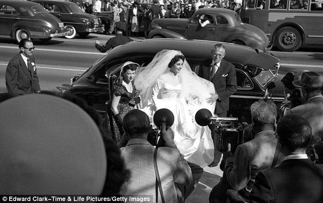 Princess bride: Taylor looking glamorous on her first wedding day, May 6, 1950, but the marriage to Nicky Hilton would last less than one year