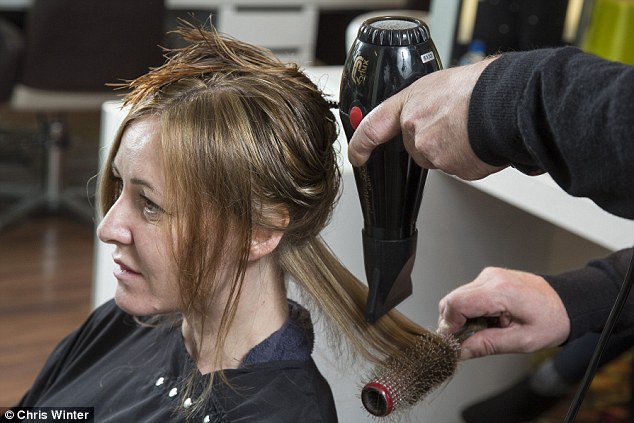 Time for a new do: Karen Cross having her hair cut and coloured at Charles Worthington salon