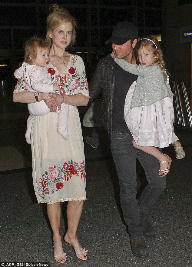 Happy life: Now Married to Keith Urban, with whom she shares two children, Sunday Rose and Faith Margaret, the couple have opted to stay out of the limelight in Hollywood and continue to reside in Nashville, Tennessee