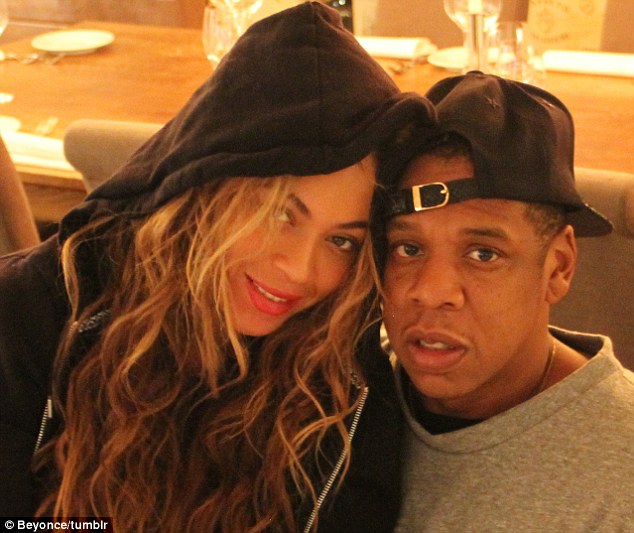 So happy together: Beyonce posted this picture of her enjoying date night and wine with Jay-Z on her Tumblr