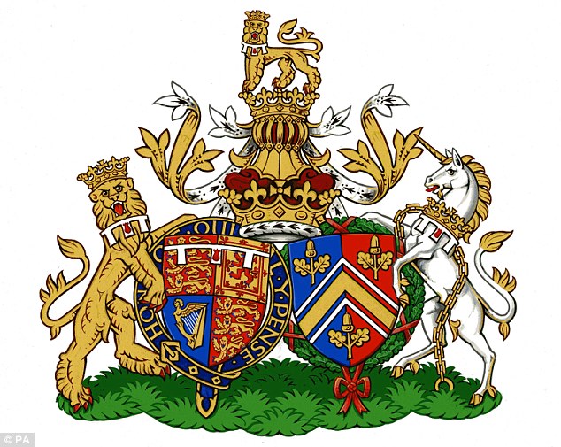 Kensington Palace released this photo of the new conjugal coat of arms for the Duke and Duchess of Cambridge