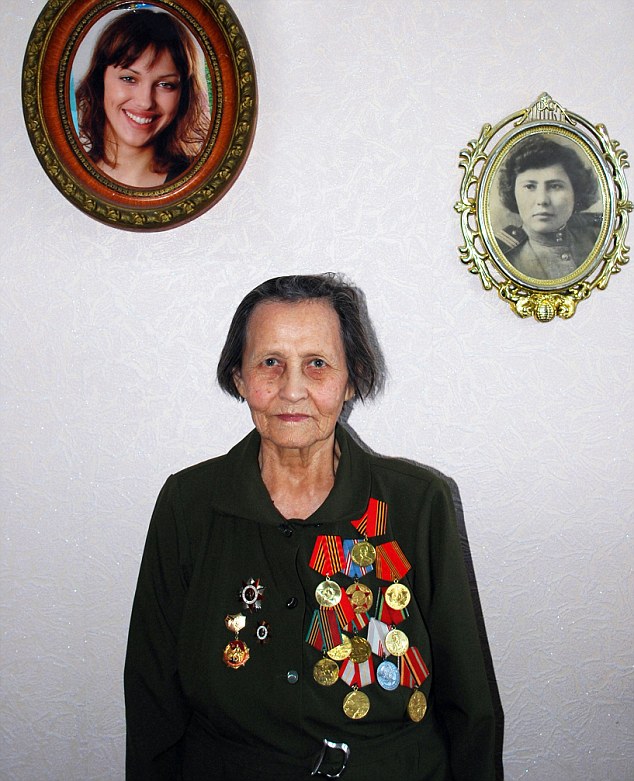 Heroine: Shaykhlislamova with her many medals which she was awarded for her role as an intelligence agent in Stalin