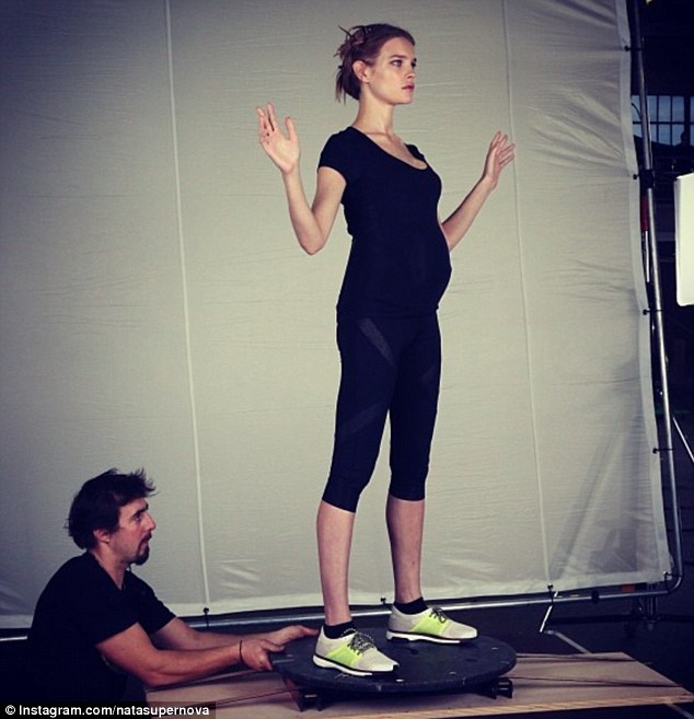 Six-month bump: Natalia Vodianova has shared a photo of herself preparing for a 