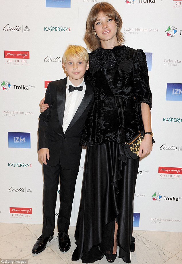 Super mom: Ms Vodianova has three older children - 12-year-old son Lucas (pictured in 2013), eight-year-old daughter Neva and six-year-old son Viktor - with her ex-husband, Justin Portman, whom she divorced in 2011