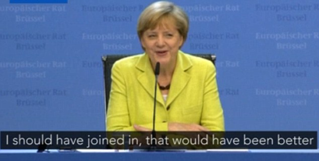 Mrs Merkel thanked the journalist before joking: 