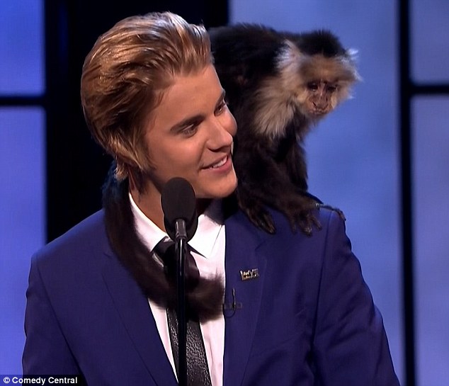 Last laugh: Justin showed his comedic timing with a final joke referencing his abandoned monkey