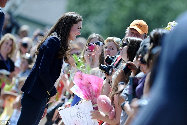 Welcome: The Duchess was greeted by vast crowds and rapturous applause