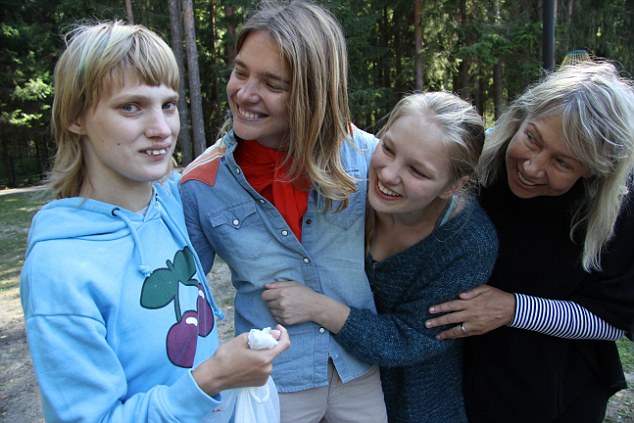 Natalia at a summer camp in Nizhny Novgorod with, from left, her sisters Oksana and Kristinaand mother Larisa in 2013