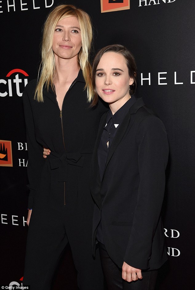 Cute couple: Actress Ellen Page, who produced and stars with Moore in Freeheld, with her girlfriend Samantha Thomas at the film