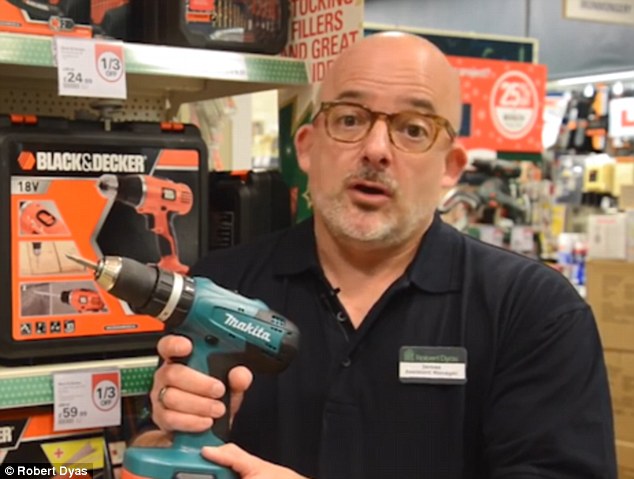 James, who is straight and works at the shop, describes how this drill is perfect in a gay person
