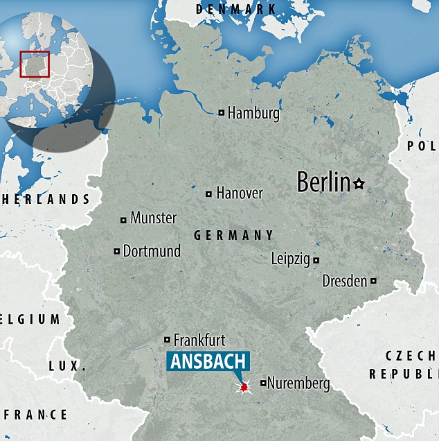 Barvaria: The explosion took place in the city of Ansbach, 50 miles west of Nurenburg, in southern Germany