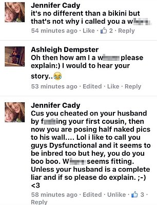 Big reveal: After Ashleigh asked why she was called the derogatory name, Jennifer accused her of cheating on her husband with her cousin