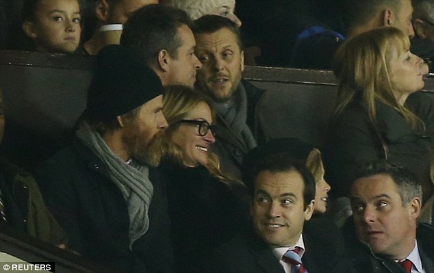 Roberts watched the 1-1 draw with West Ham with husband Daniel Moder and her children