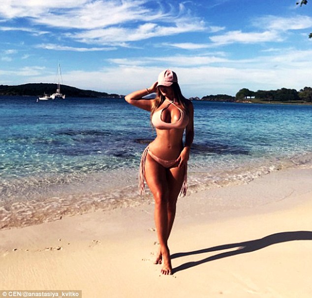 Finished in third: Swimsuit model Anastasia Kvitko, 22, has been compared to Kim Kardashian but claims she is 