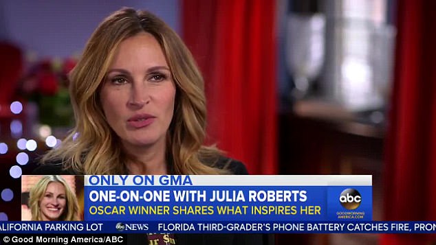 Cartoon time: Roberts was on GMA to promote her new movie The Smurfs