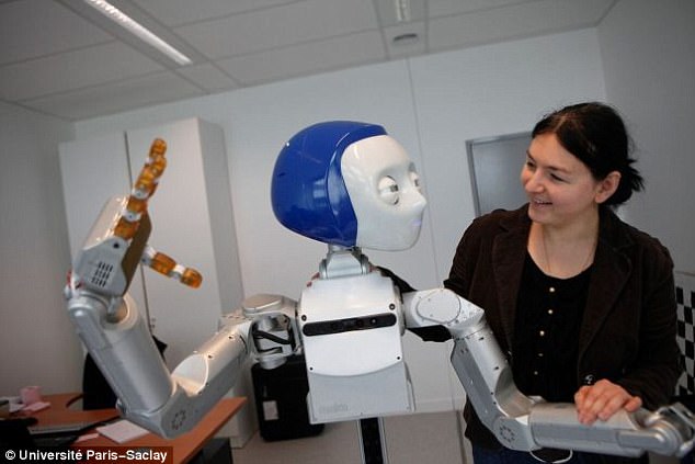 The ENSTA research team have developed robots (pictured) that can detect emotions and change their behaviour accordingly