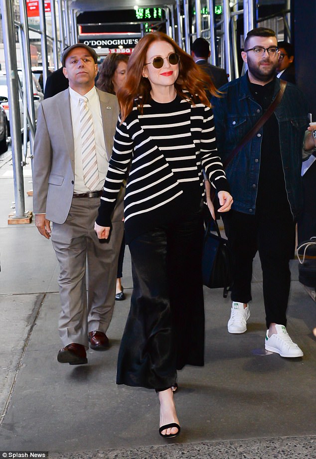 Effortless: Arriving on the set of Good Morning America, the Oscar-winning star, 56, looked stunning in a monochrome ensemble as she made her way to the morning talk show