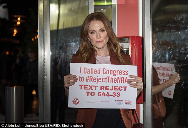 Doing her duty: Just the day before, she promoted the #RejectTheNRA campaign at The Standard Highline Hotel in New York