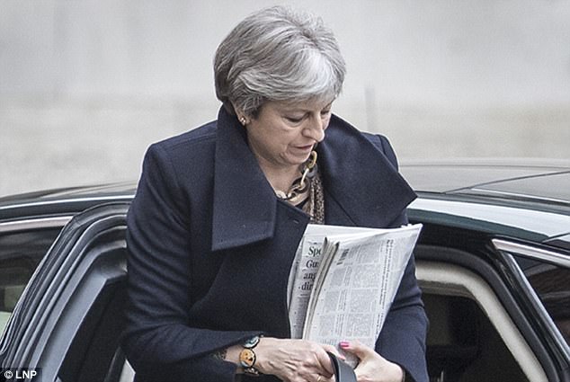 The perceived lack of certainty over Brexit has led to senior Conservatives warning Mrs May (pictured in Downing Street today) could be toppled unless she shows firmer leadership