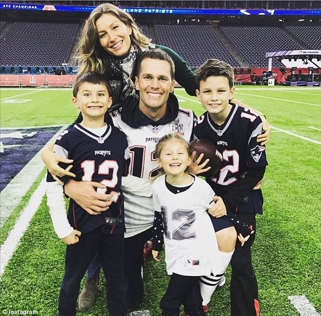 A great family: She wed New England Patriots quarterback Tom Brady, 41, in 2009. They then had Benjamin, aged eight, and daughter Vivian, aged five. The Brazilian wonder also helps parent Jack, 11, Brady’s son with actress Bridget Moynahan
