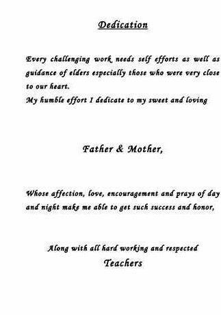 Sample dedication in thesis writing to note that dedication page