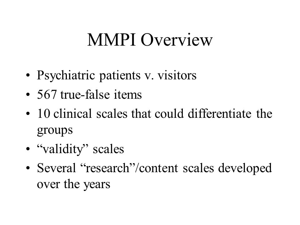 MMPI Overview Psychiatric patients v.