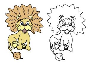 игра дорисуй для детей 3 4 лет - лев
