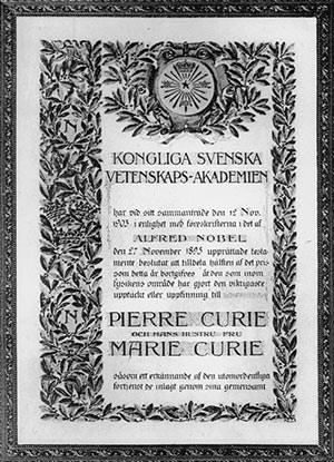 Physics Nobel Prize Certificate 1903
