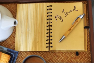 Picture of a journal notebook and pen